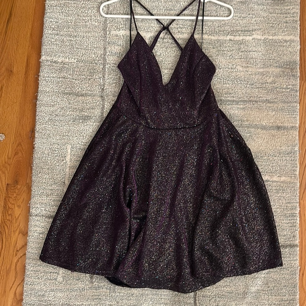 Glittery Purple Dress with Pockets